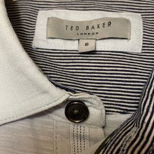 TED Baker polo long sleeves contrasting stripes detail chest pocket men Sz 6
